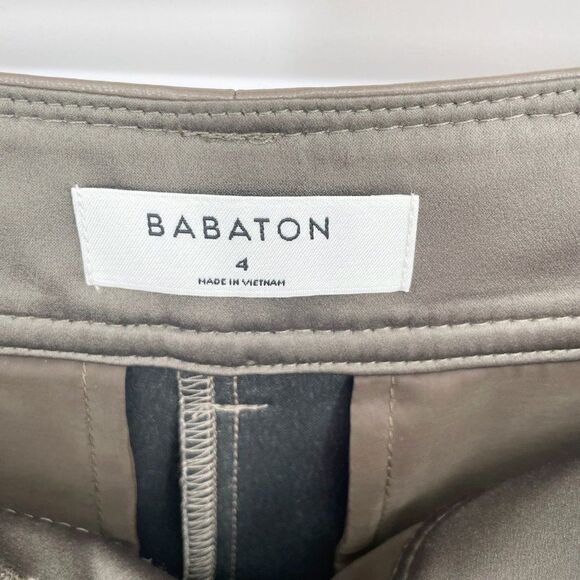 Aritzia Babaton Command Faux Leather Crop Pants Vegan Brown Women's 4 - Picture 6 of 7